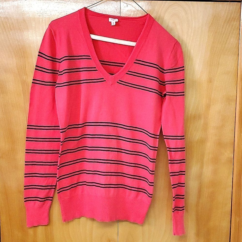 Jcew striped black & watermelon size small ladies sweater